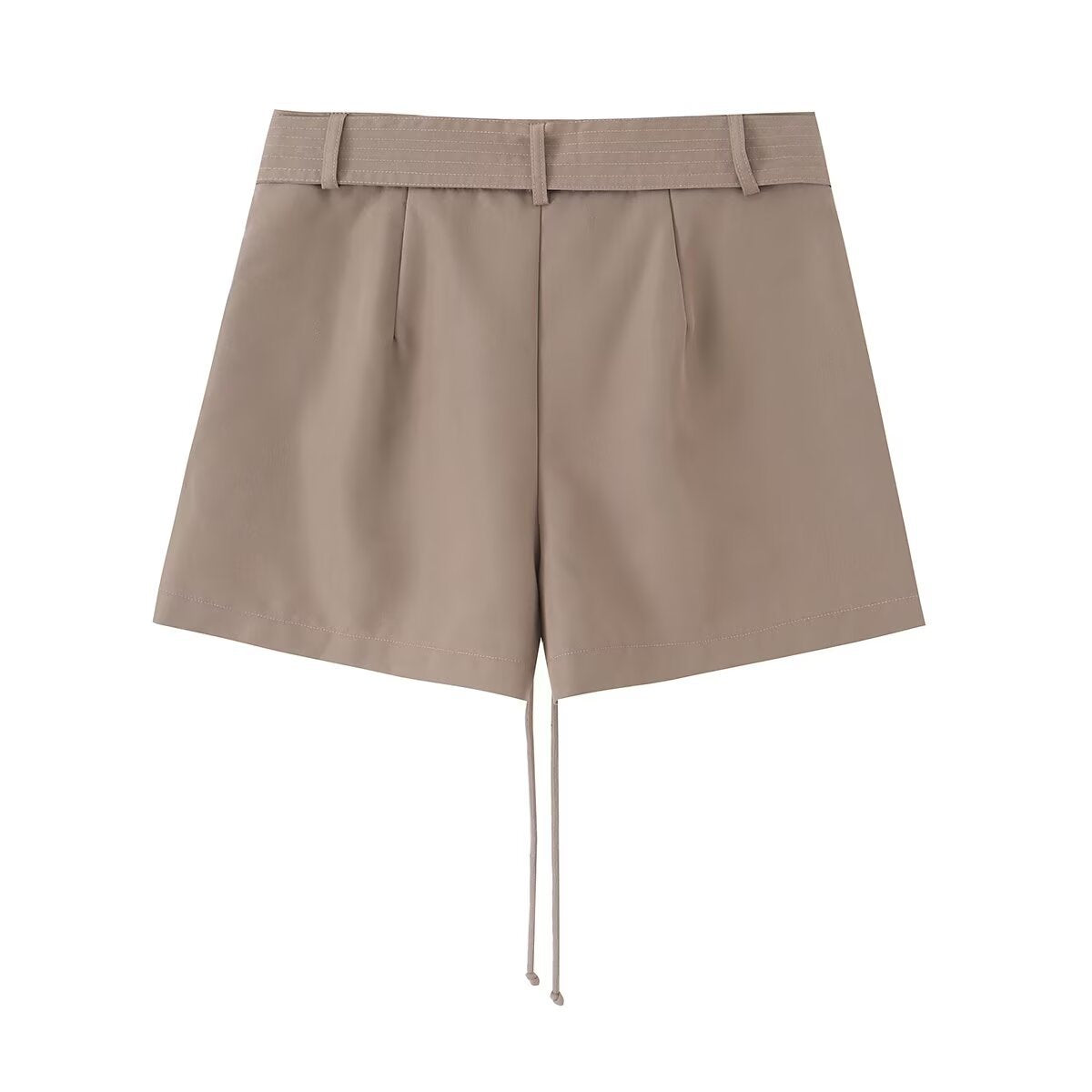Shorts plissés taille haute avec cordon de serrage à la taille pour femme