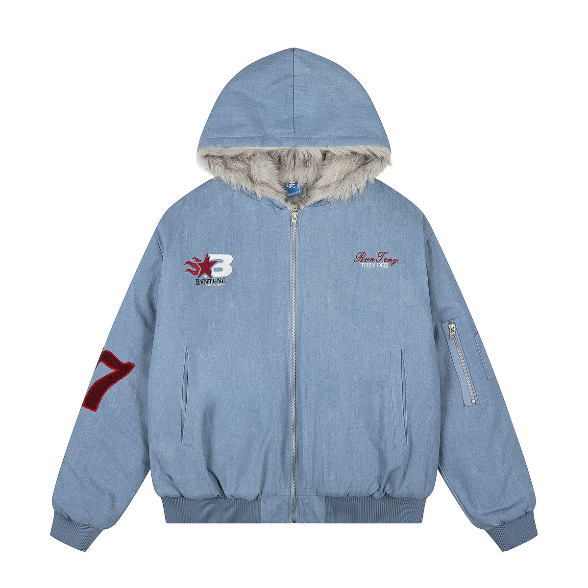 Faux-Wool Collar Hooded Puffer Jacket