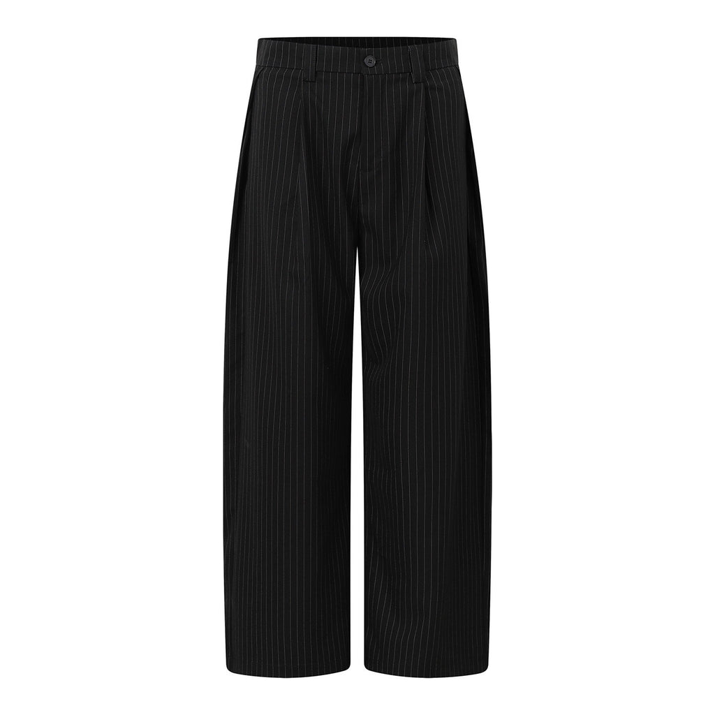 Vertical-Stripe Draped Suit Trousers - view 5