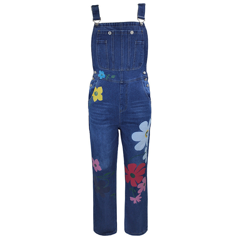 Distressed Denim Overalls