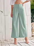 High-Waist Straight-Leg Trousers in Cyan - view 3