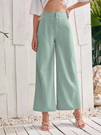 High-Waist Straight-Leg Trousers in Cyan - view 3