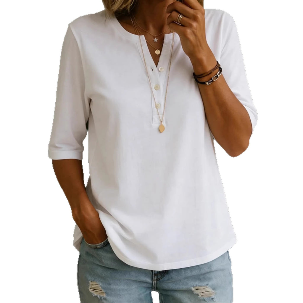Classic Solid Henley Top