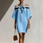 One-Shoulder Bow Mini Dress