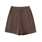 Short décontracté ample en lin, coupe droite