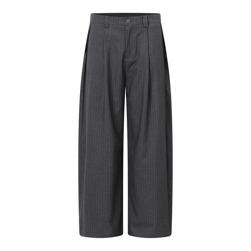 Vertical-Stripe Draped Suit Trousers - view 6