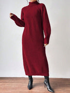 High-Neck Knit Maxi Dress