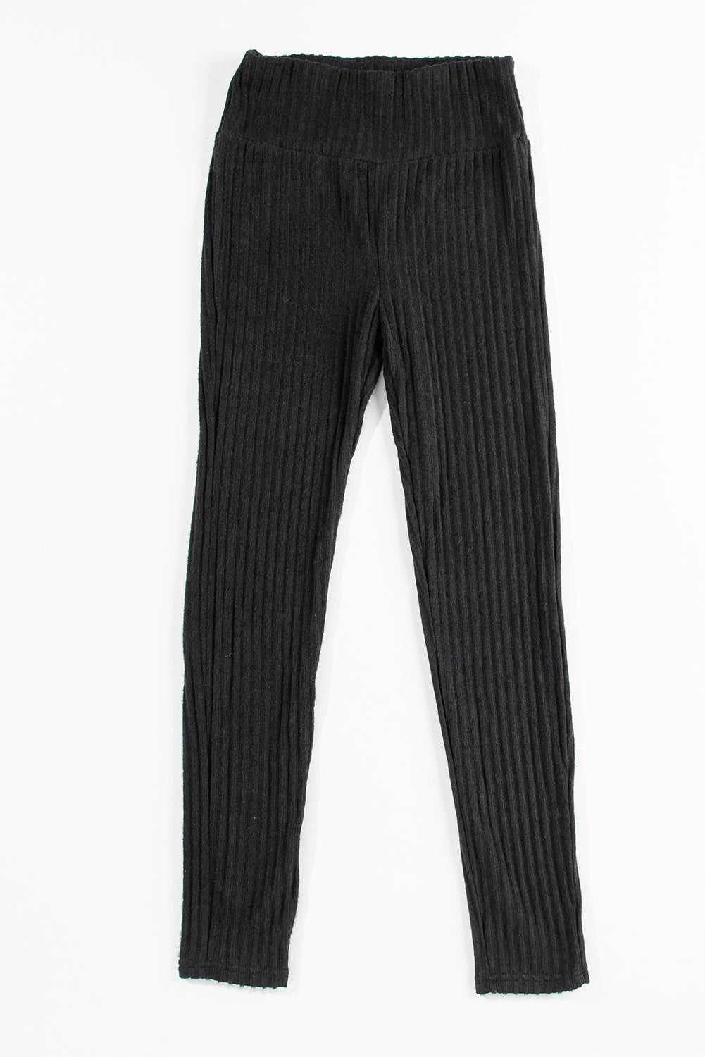 Legging en maille texturée côtelée à large ceinture gris foncé