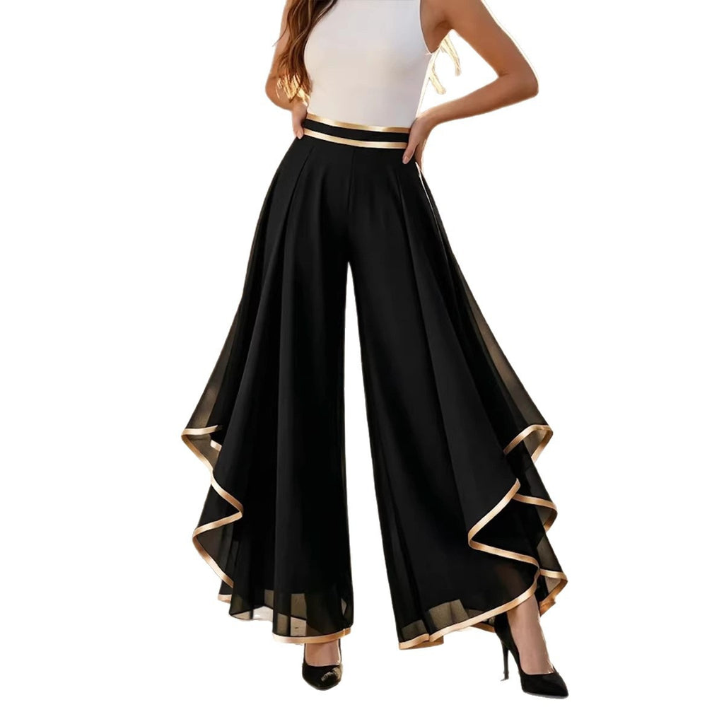 Pantalon large à liseré en mousseline