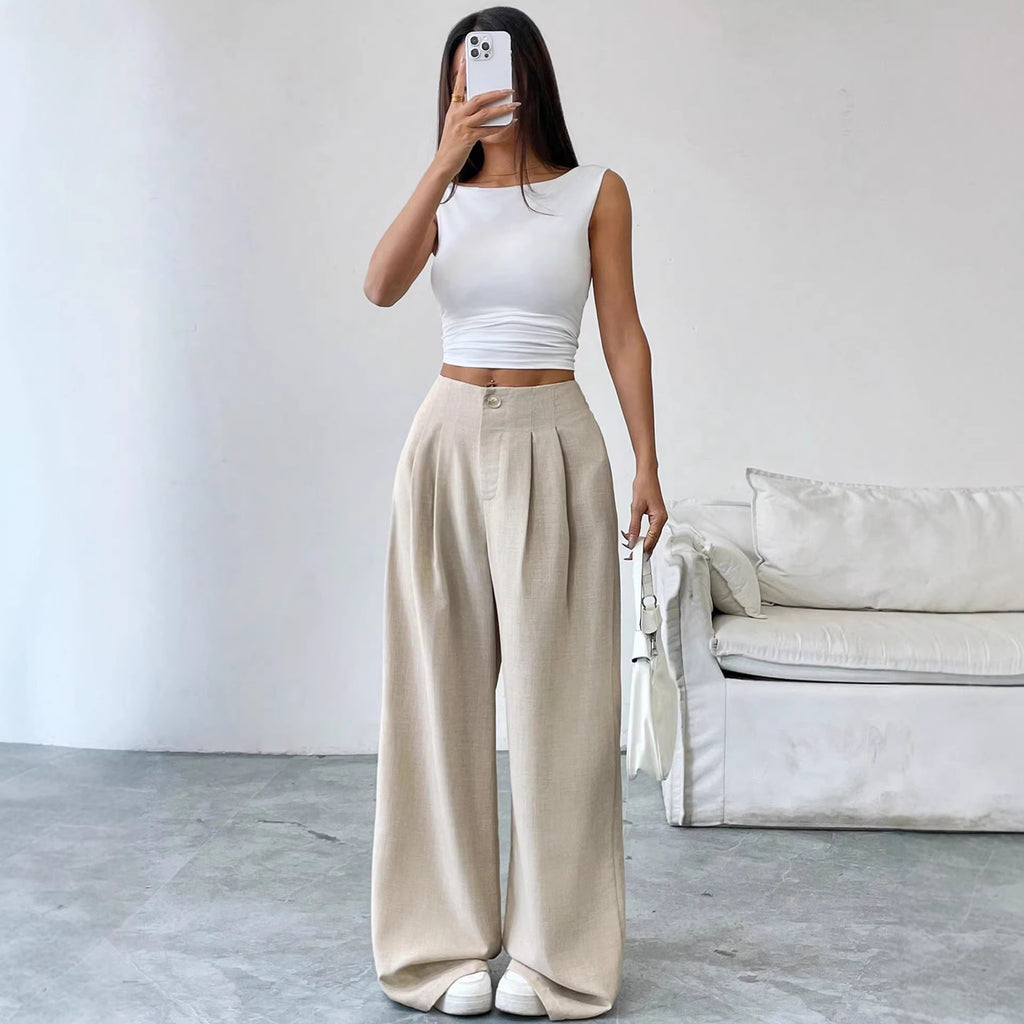 Pantalon de costume femme coupe droite ample