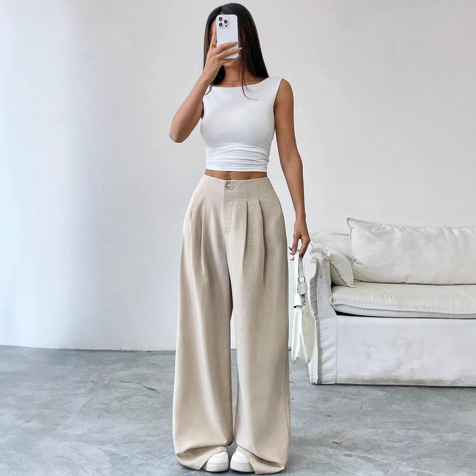 Pantalon de costume femme coupe droite ample
