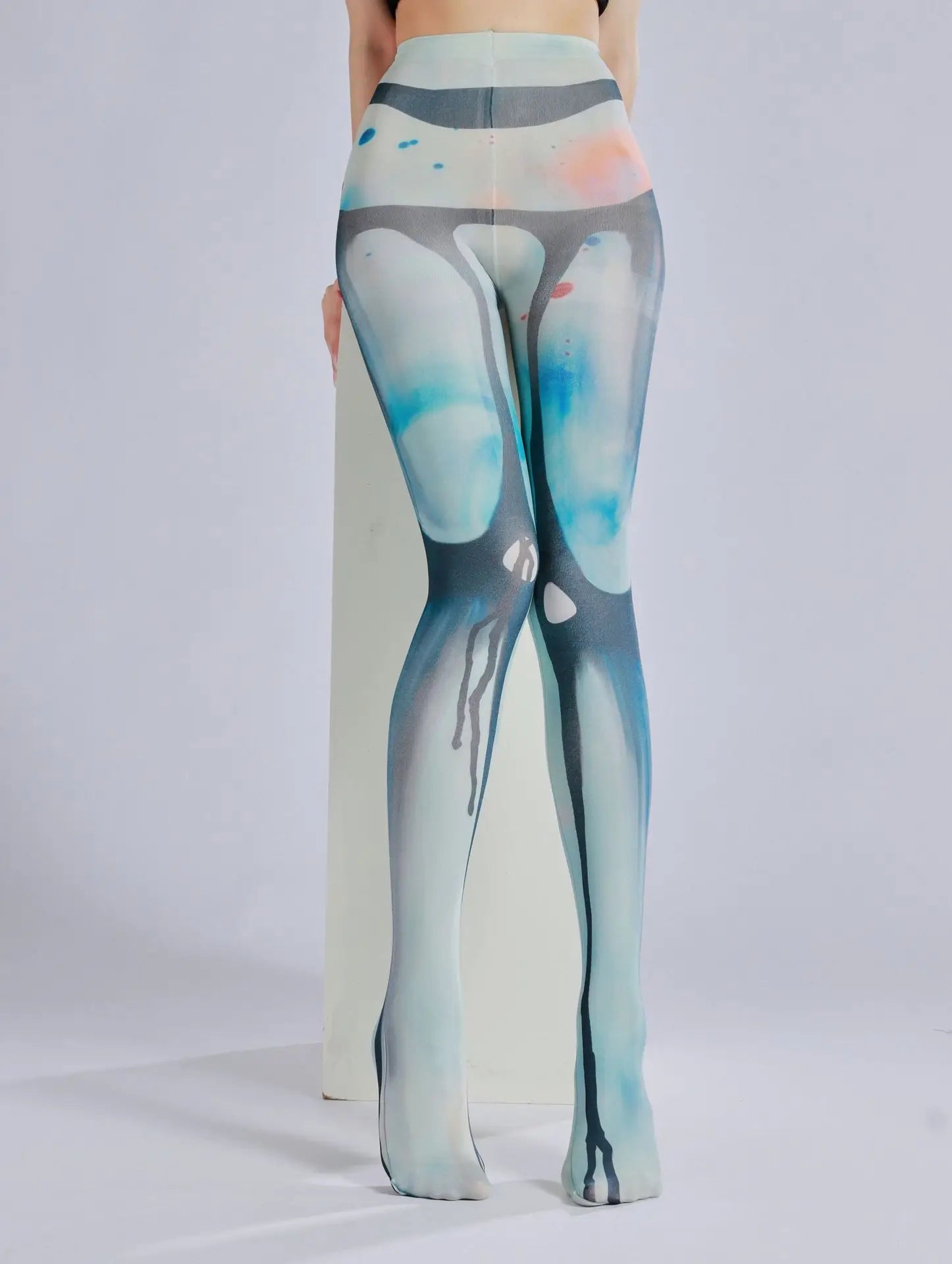 Collant imprimé à motifs foncés avec effet d'encre et bas de chaussettes personnalisé