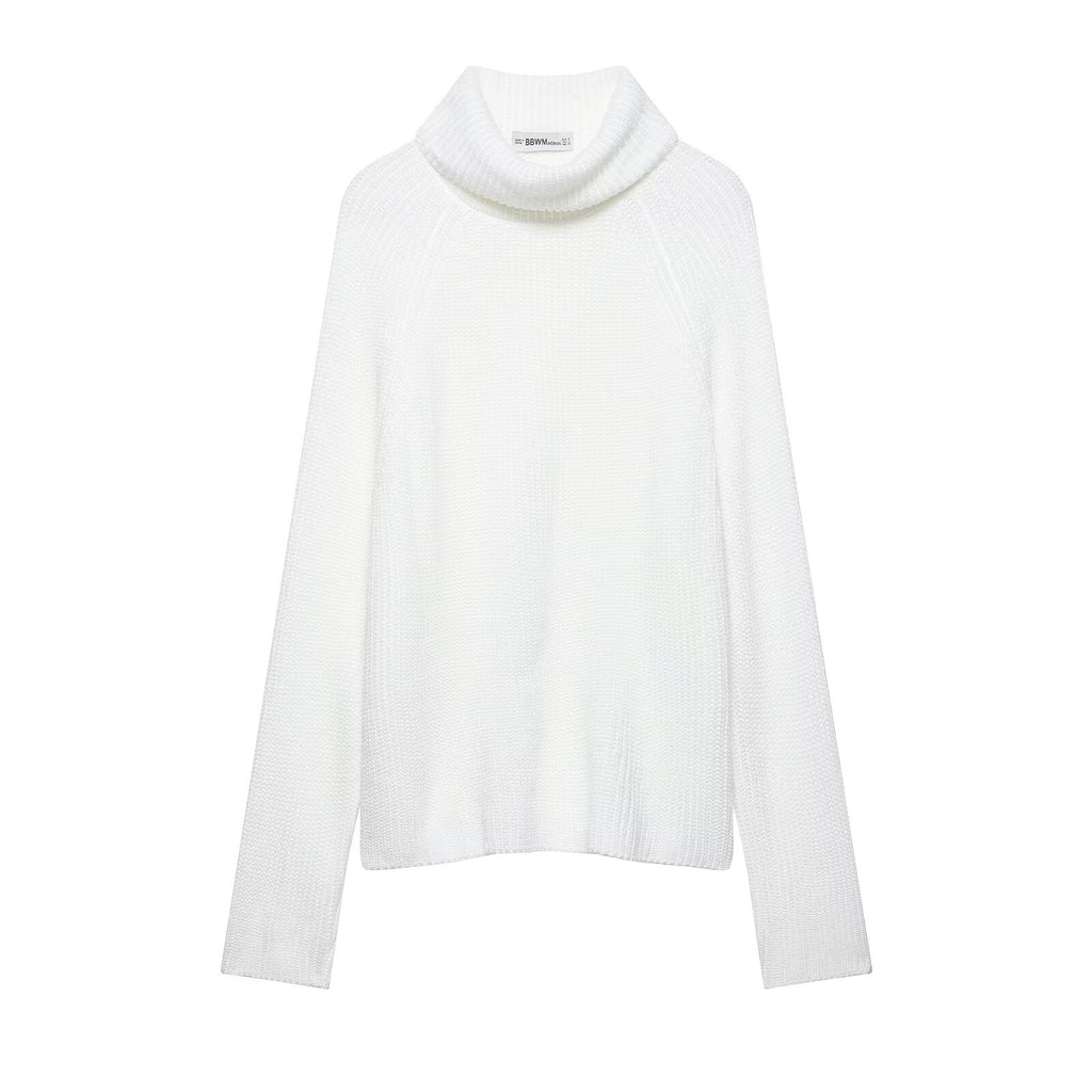 Pull en maille ample à col montant, fendu et de couleur unie