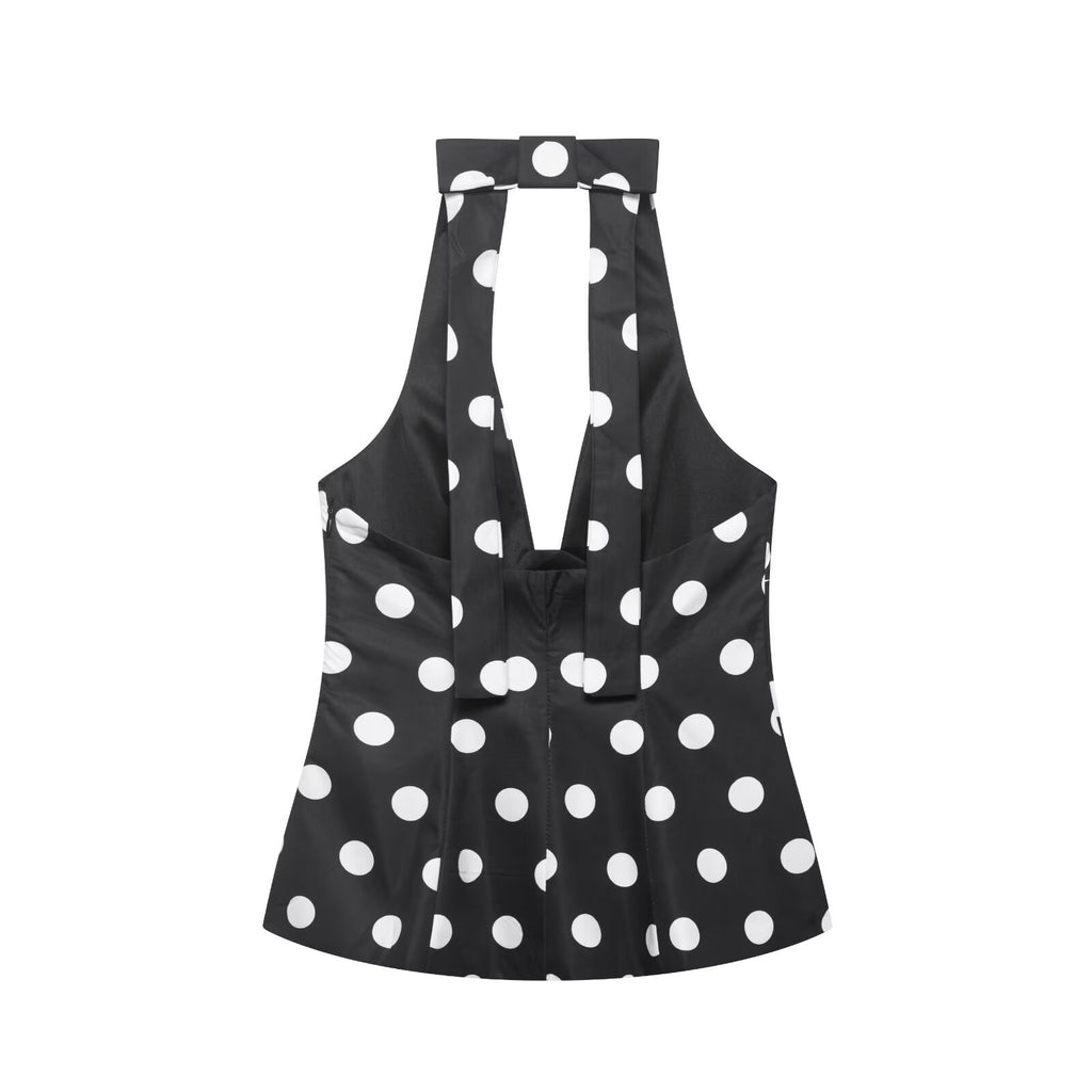 Polka-Dot Bow Halter Top