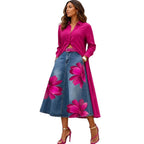 Floral Washed-Denim Midi Skirt — product image 22