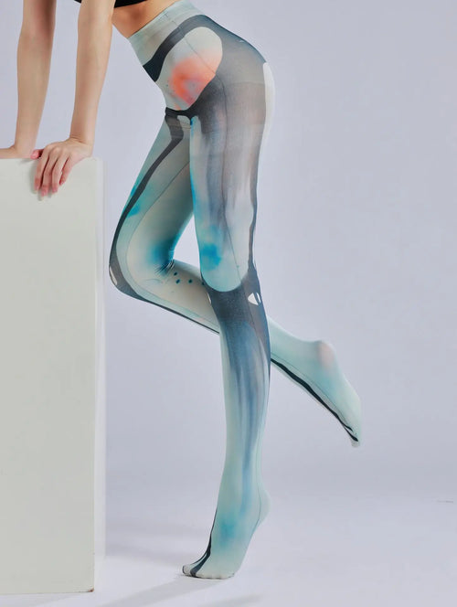 Collant imprimé à motifs foncés avec effet d'encre et bas de chaussettes personnalisé