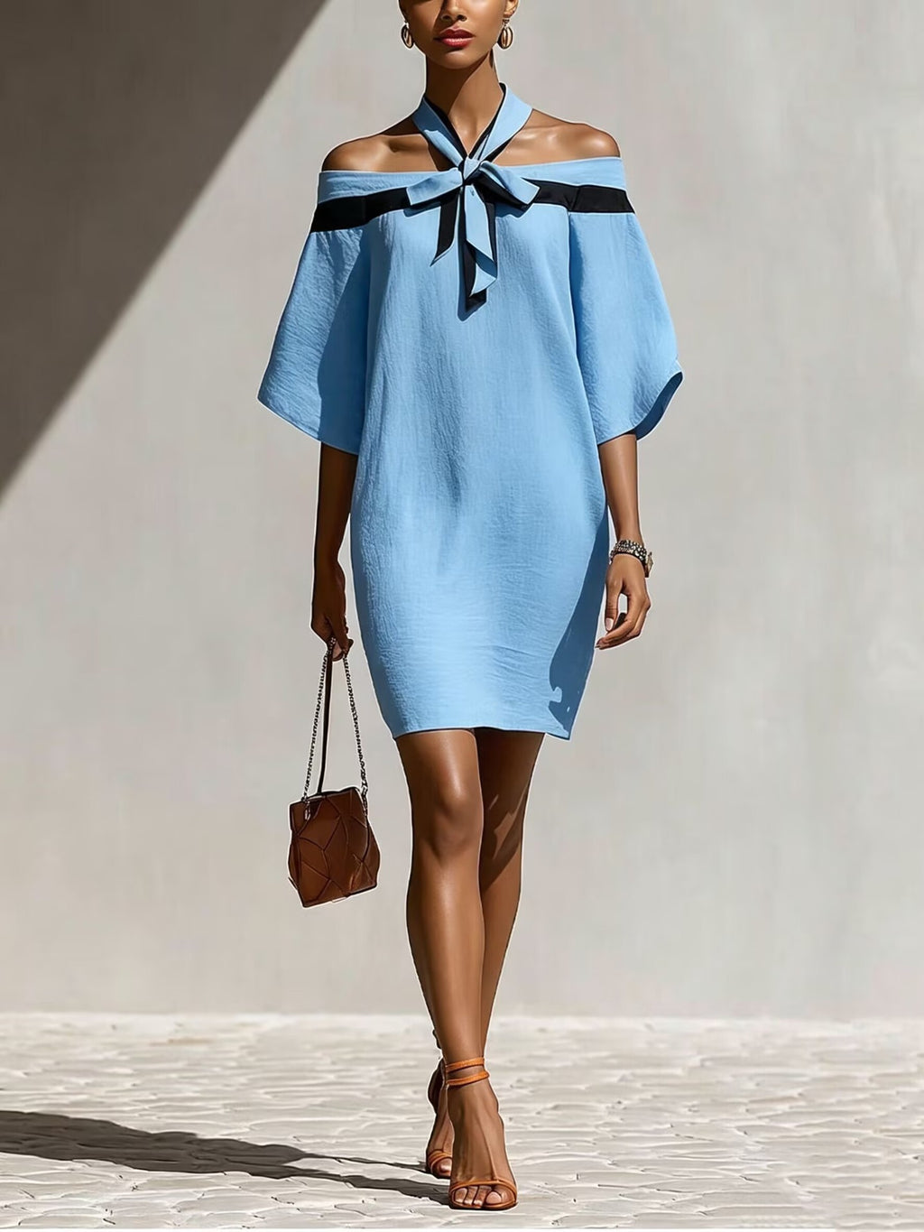 One-Shoulder Bow Mini Dress