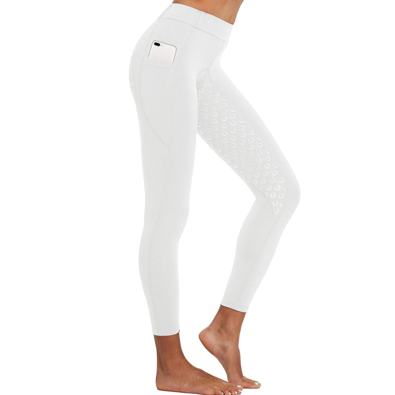 Pantalones de equitación de cintura alta elásticos antideslizantes con pegamento para mujer