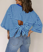 Striped Bow-Back Pullover Top
