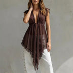 Lace-Up Sheer Lace Top