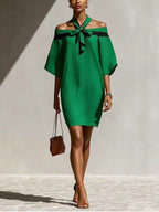 One-Shoulder Bow Mini Dress