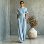 Mock-Neck Wide-Leg Jumpsuit