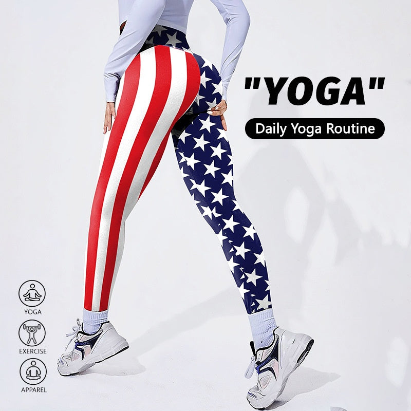 Pantalones de yoga estampados de la bandera nacional para mujer, mallas deportivas y de ocio, ropa para eventos de festivales y actuaciones