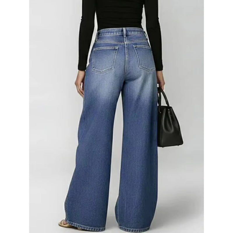 Eyelet High-Waist Wide-Leg Jeans