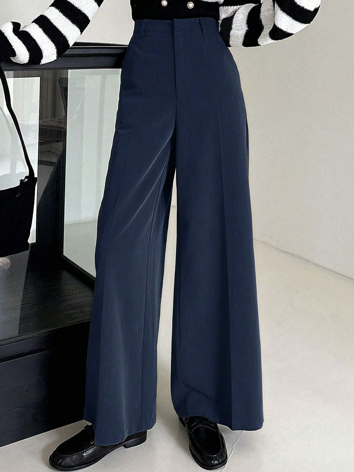 High-Waist Straight-Leg Suit Trousers