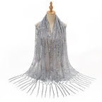 Sequin Fringe Embroidered Evening Shawl