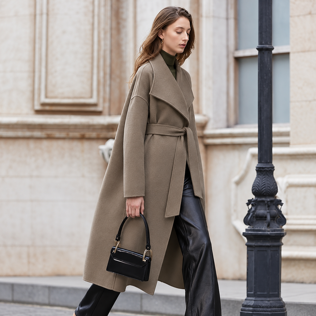 Double-Faced Belted Wool Coat