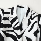 Veste de costume à rayures zébrées, taille cintrée à lacets et épaules larges