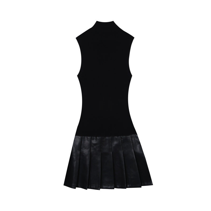 Vestido sin mangas de cuello medio a alto