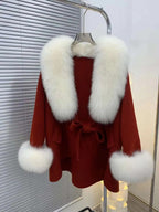 Fox-Fur Trim Wool-Blend Cape product image 6