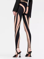 Legging color block en mesh à découpes et avec étriers