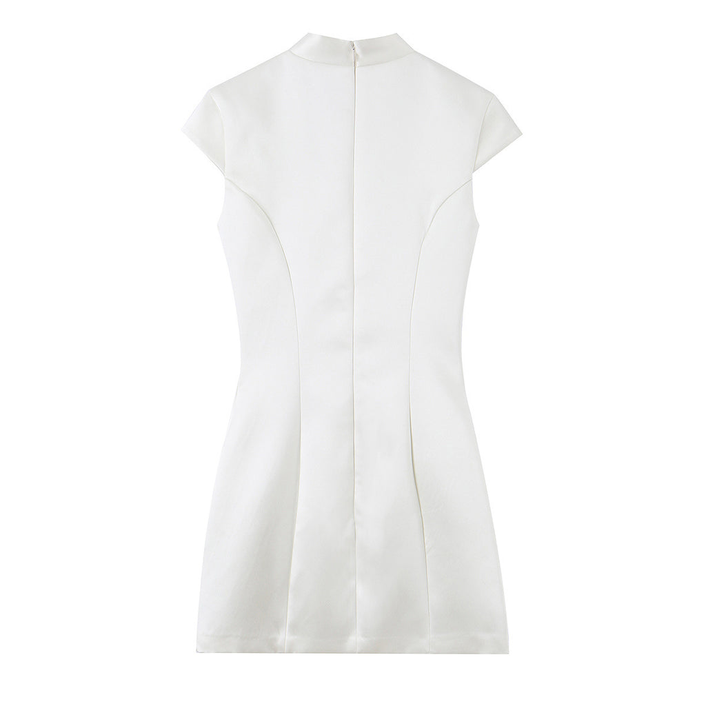 Silk Rope-Knot Dress in White - view 2