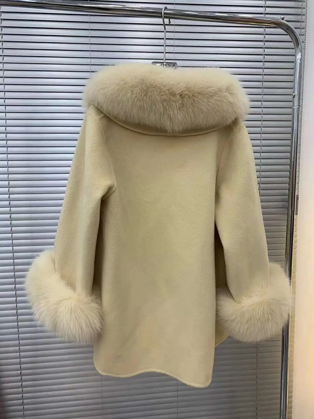 Fox-Fur Trim Wool-Blend Cape product image 4
