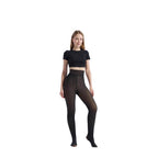 Combinaison moulante noire pour femme, collants transparents, taille haute, une pièce