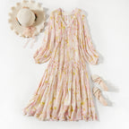 Robe en soie style romantique pour le bureau, élégante, en soie de mûrier longue