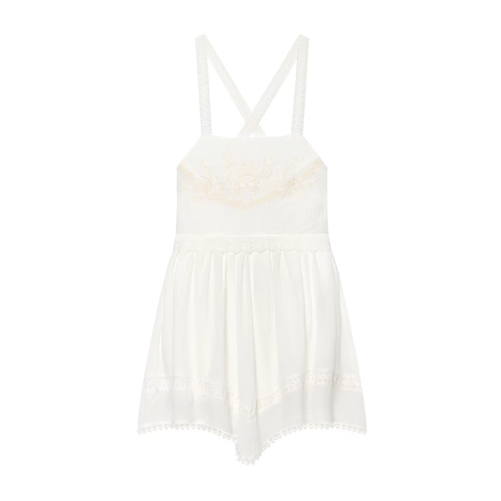 Mini-robe en mousseline brodée pour femme à l'esprit audacieux