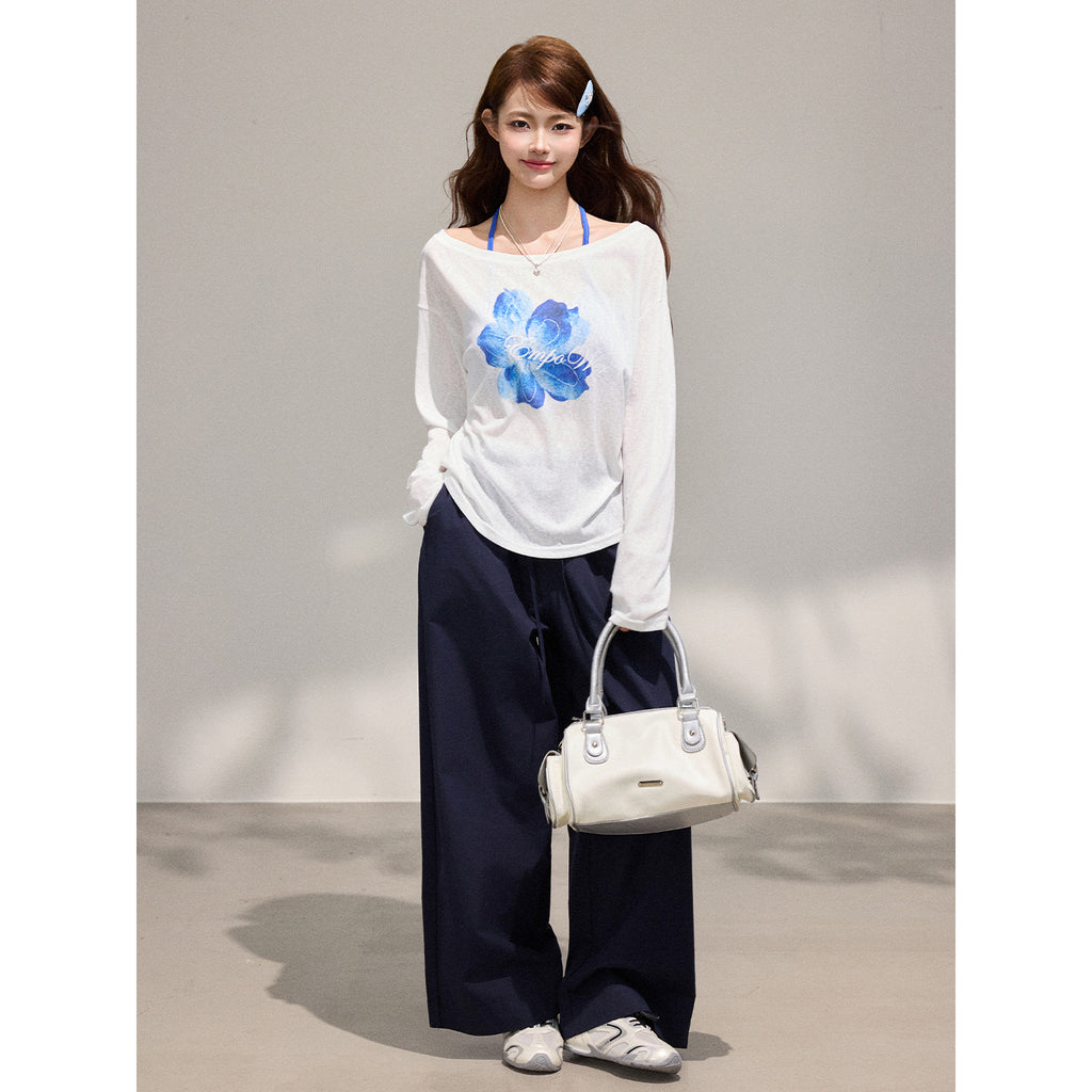 Gilet à manches longues pour femme, ensemble deux pièces imprimé floral, haut en tencel et mousseline à épaules dénudées