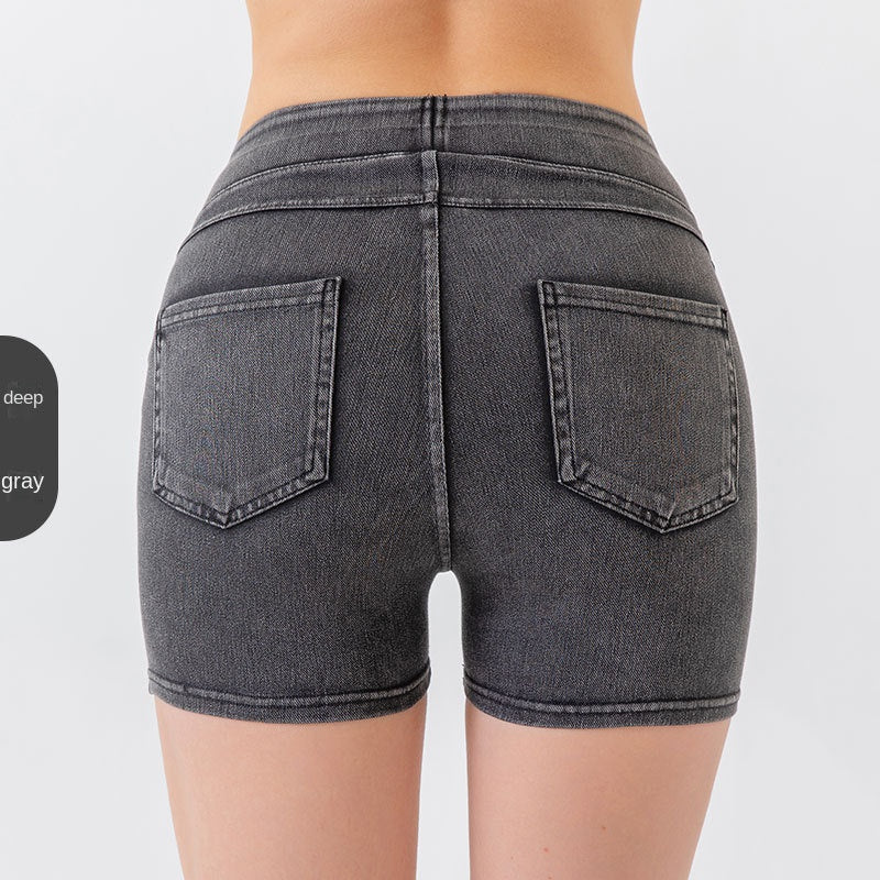 Pantalones cortos vaqueros de yoga de cintura alta y levantamiento de cadera para mujer, nueva colección Primavera/Verano, alta elasticidad