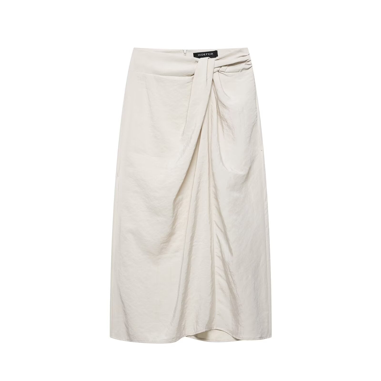 Elegante falda midi con pañuelo anudado y pliegues