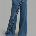 Jean femme vintage irrégulier taille mi-haute en denim véritable pour le printemps et l'été