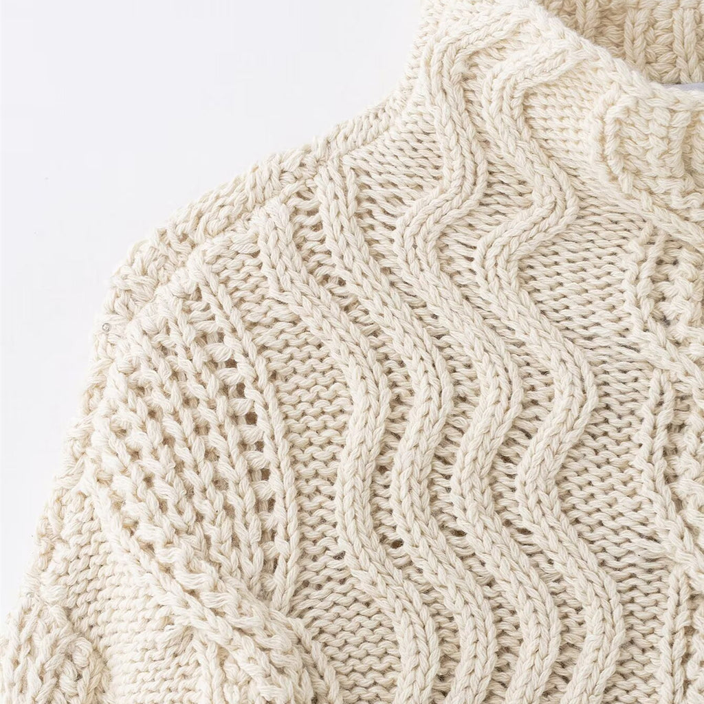 Pull en Laine Tricoté à Motif Île de Loisirs
