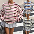 Contrast-Stripe Pullover Hoodie