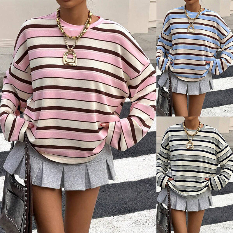 Contrast-Stripe Pullover Hoodie