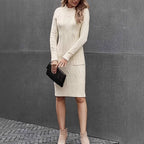 High-Neck Bodycon Knit Dress
