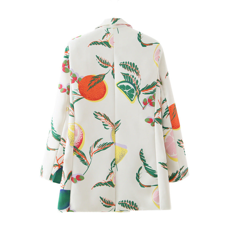 Fruit-Print Tailored Blazer