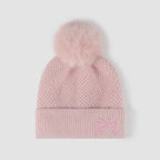 Bow Pom-Pom Thermal Knit Hat